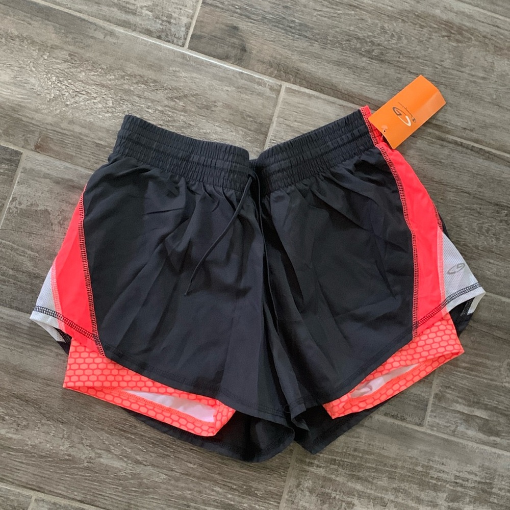 Dark grey Coral Large Athletic shorts with inner compression shorts attached NEW